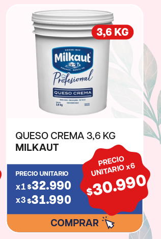 QUESO CREMA MILKAUT 3.6K - $30.990 unitario x 6 U.