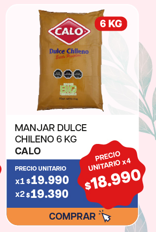 MANJAR CALO DULCE CHILENO 6K - $18.990 unitario x 4 U.