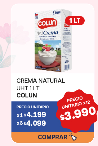 CREMA NATURAL UHT COLUN L - $4.200 unitario x 12 U. 