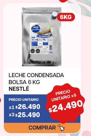 LECHE CONDENSADA NESTLE BOLSA 6K - $26.490 unitario x 6 U.