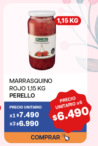 MARRASQUINO PERELLO ROJO 1,15K - $6.490 unitario x 6 U.