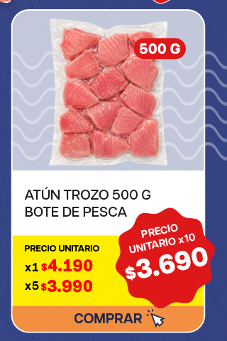 ATUN TROZO BOTE DE PESCA 500G - $3.690 unitario x 10 U.