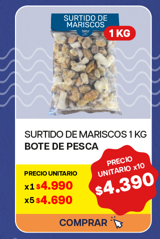 SURTIDO DE MARISCOS BOTE DE PESCA 1K - $4.390 unitario x 10 U.