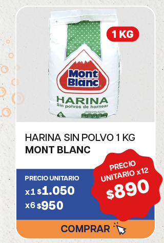 HARINA S/POLVO MONT BLANC K - $890 unitario x 12 U. 