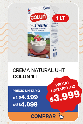 CREMA NATURAL UHT COLUN L - $3.990 unitario x 12 U.
