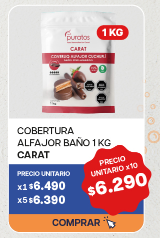 COBERTURA ALFAJOR BAÑO CARAT K - $6.290 unitario x 10 U.