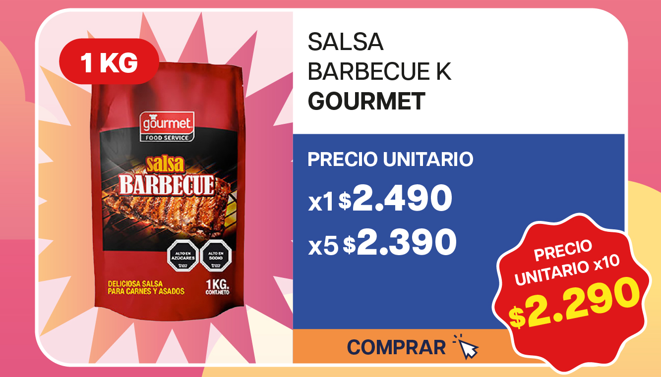  SALSA BARBECUEhttps://www.centroabasto.cl/sitio/ABARROTES/ADEREZO_SALADO/SALSA_BARBECUE_GOURMET_K-COND01030005/?utm_source=web&utm_medium=email&utm_campaign=FT&utm_id=13