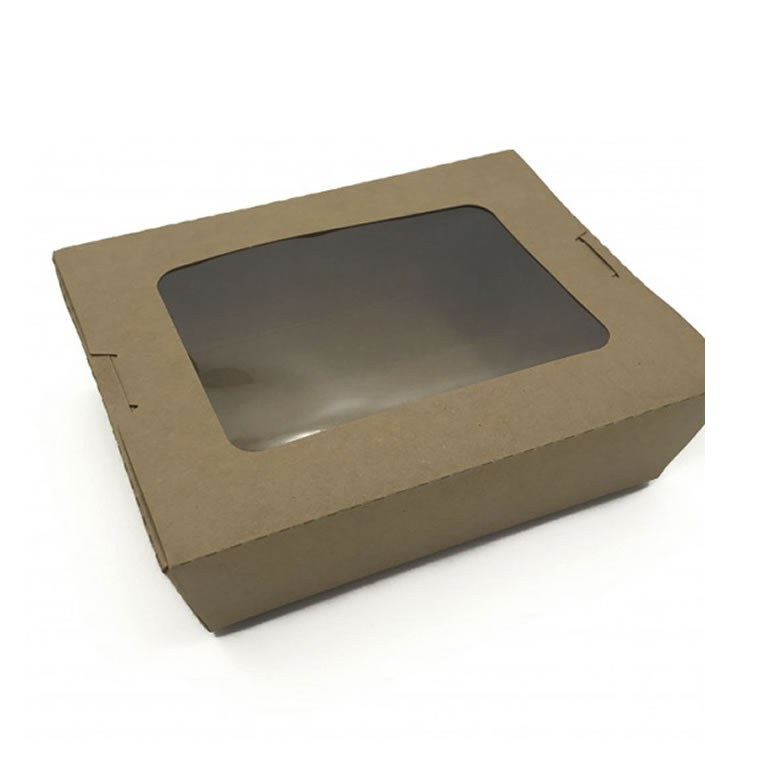CAJA KRAFT CON VENTANA 900ML 10U