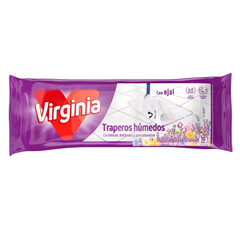 TRAPERO HUMEDO VIRGINIA LAVANDA FLORES 10U