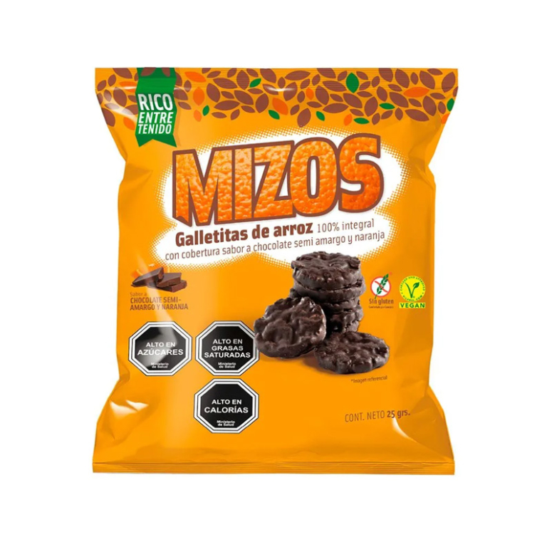 GALLETAS ARROZ CHOCOLATE NARANJA 25G MIZOS